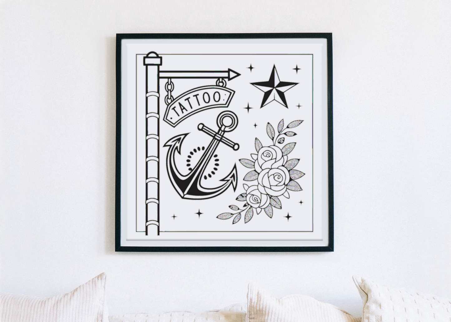 Affiche ancre tatouage rétro idéale pour décoration intérieure