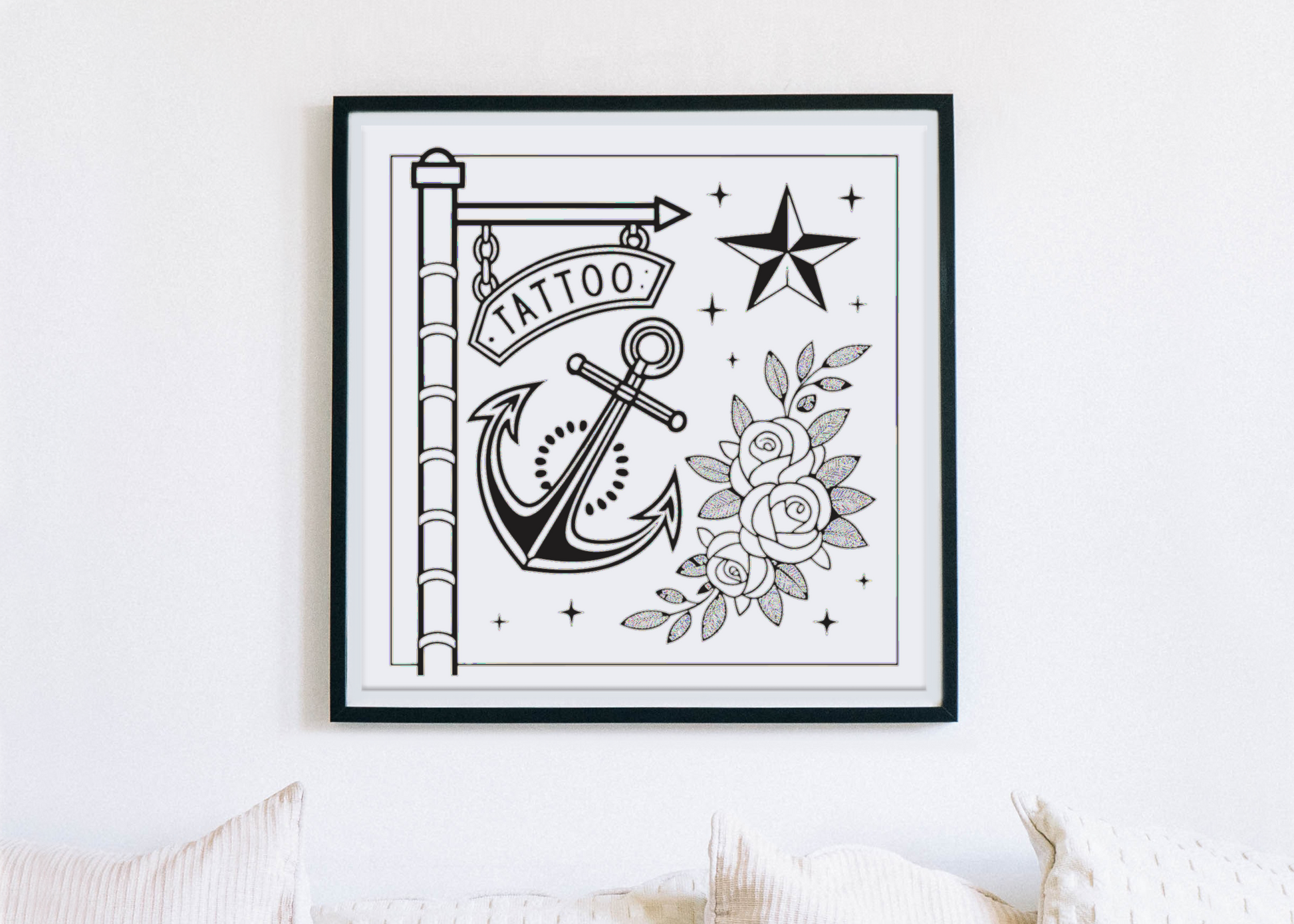 Affiche ancre tatouage rétro idéale pour décoration intérieure