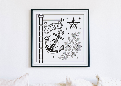 Affiche ancre tatouage rétro idéale pour décoration intérieure