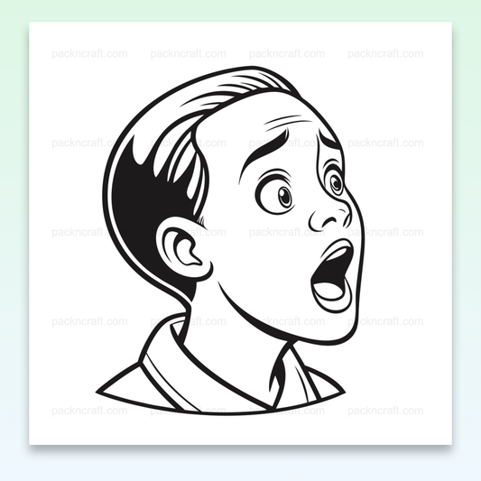 Illustration vectorielle d'un garçon exprimant la surprise, idéale pour projets éducatifs.