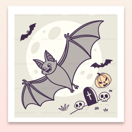 Illustration d'une chauve-souris espiègle et décorative, idéale pour Halloween, en format SVG et PNG.