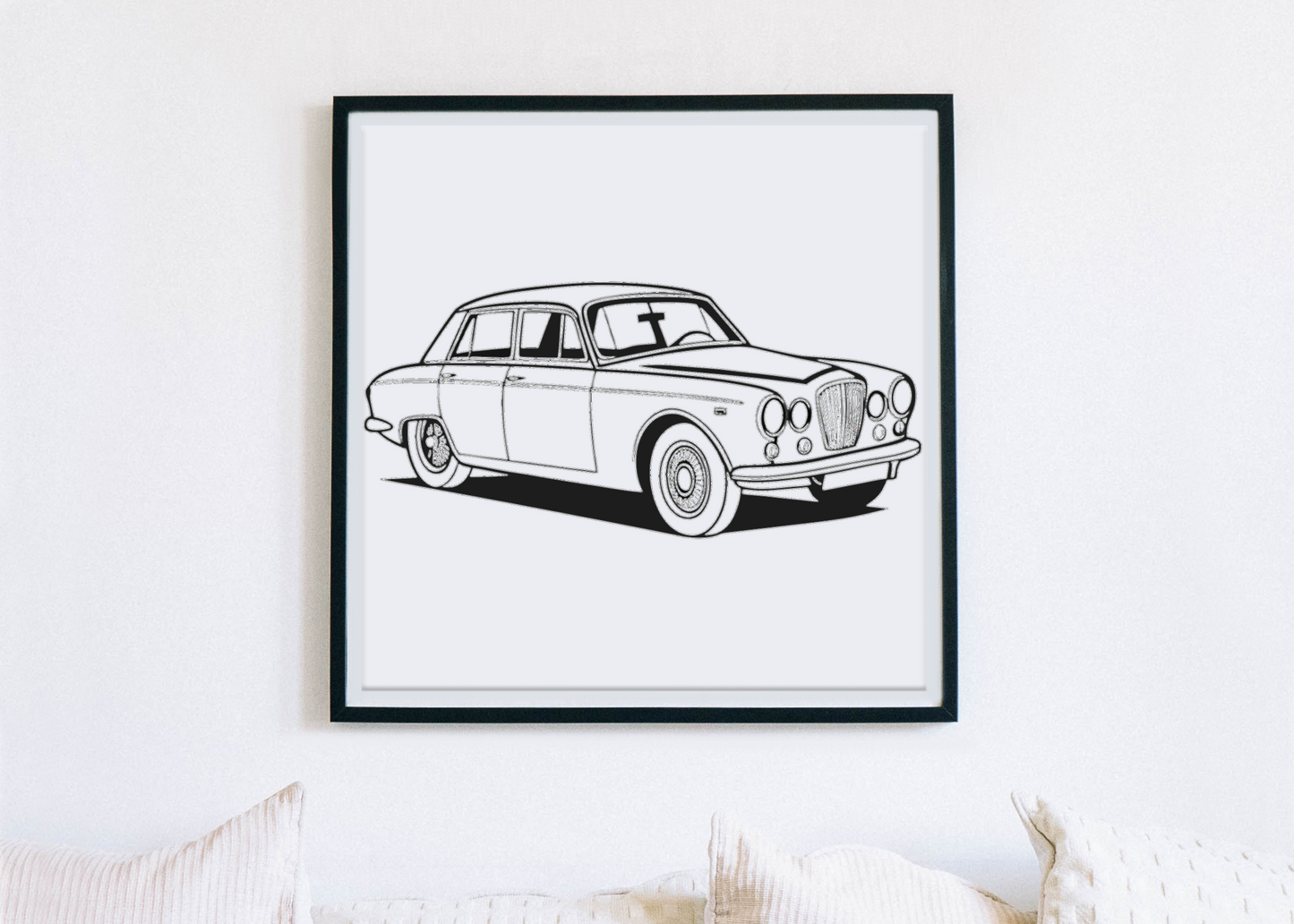 Voiture rétro encadrée, parfaite pour la décoration intérieure vintage