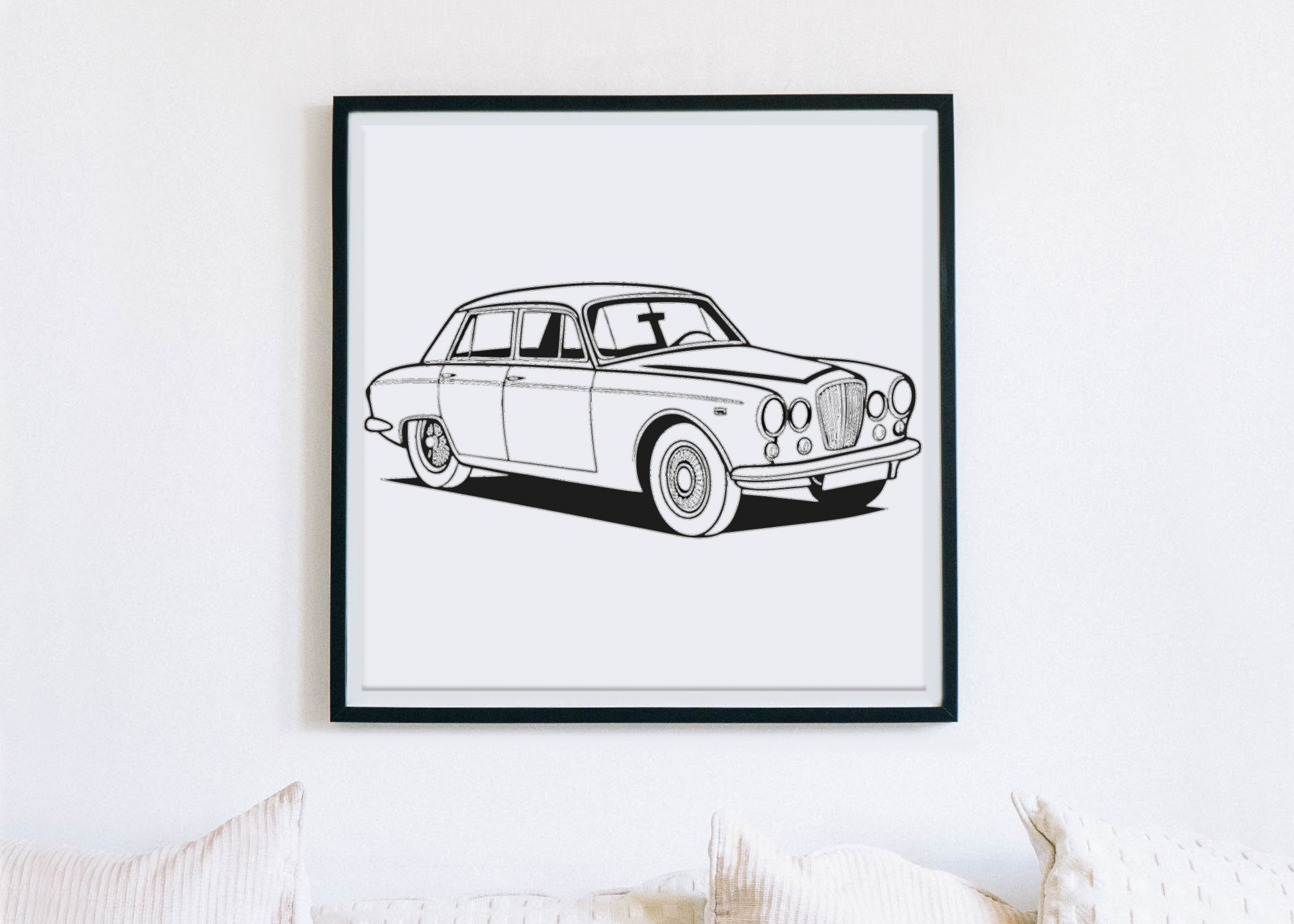 Voiture rétro encadrée, parfaite pour la décoration intérieure vintage