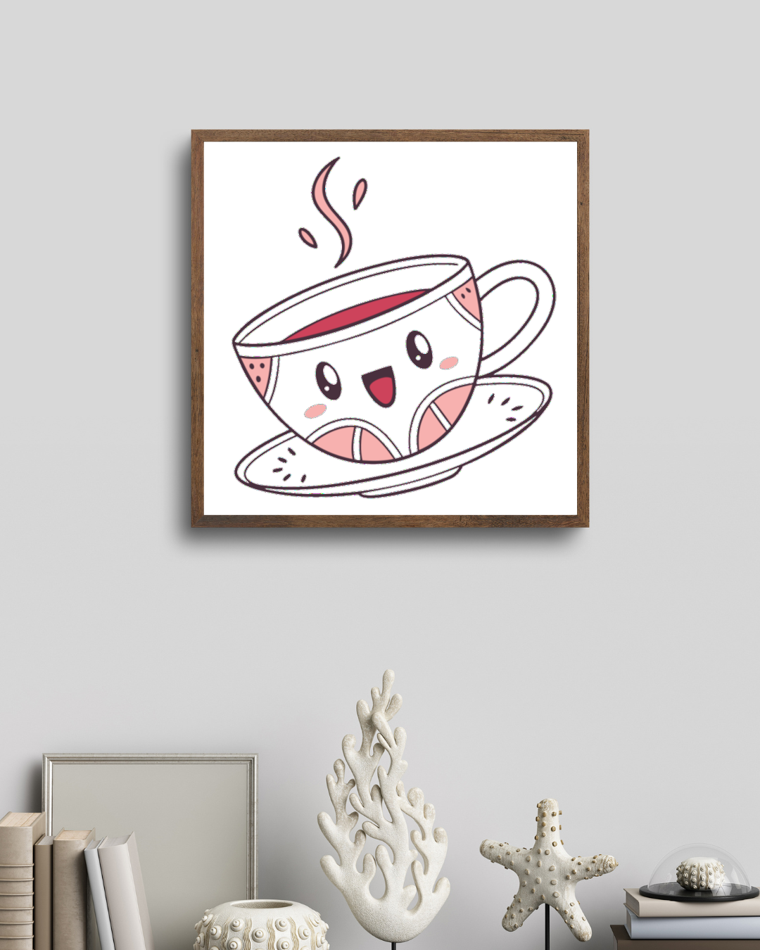 Cadre décoratif joyeux avec illustration kawaii colorée et moderne