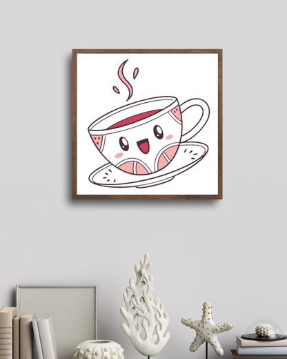 Cadre décoratif joyeux avec illustration kawaii colorée et moderne