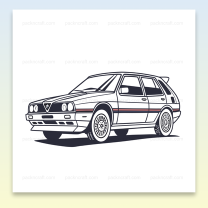 Visuel stylisé de la Lancia Delta, image vintage pour décoration.