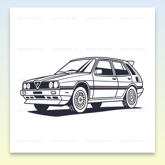 Visuel stylisé de la Lancia Delta, image vintage pour décoration.