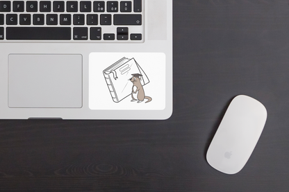 Sticker décoratif avec une loutre savante tenant un livre en style dessin graphiquement éducatif
