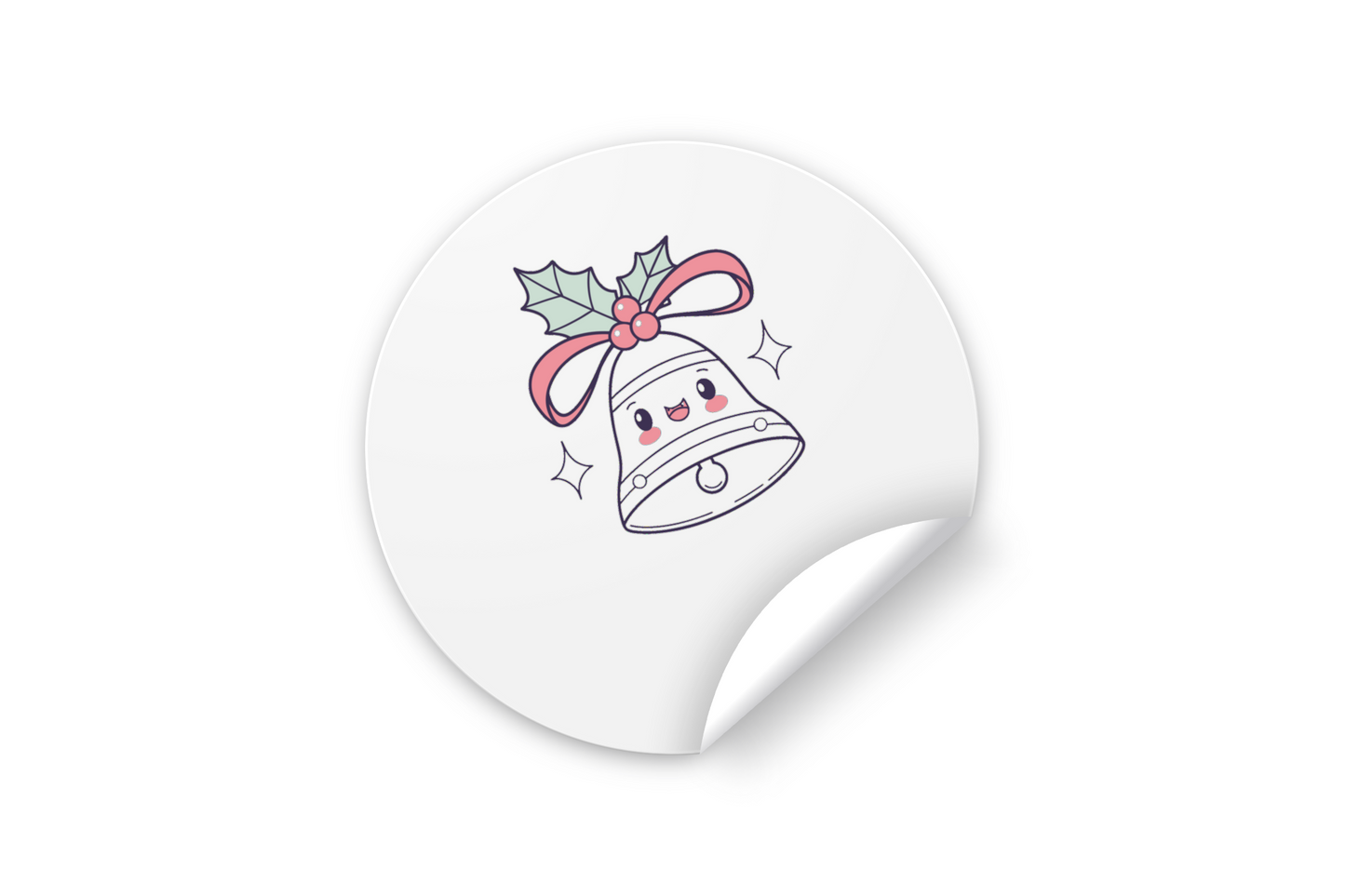 Sticker festif décoré d'une cloche kawaii ambiance Noël pour une déco joyeuse