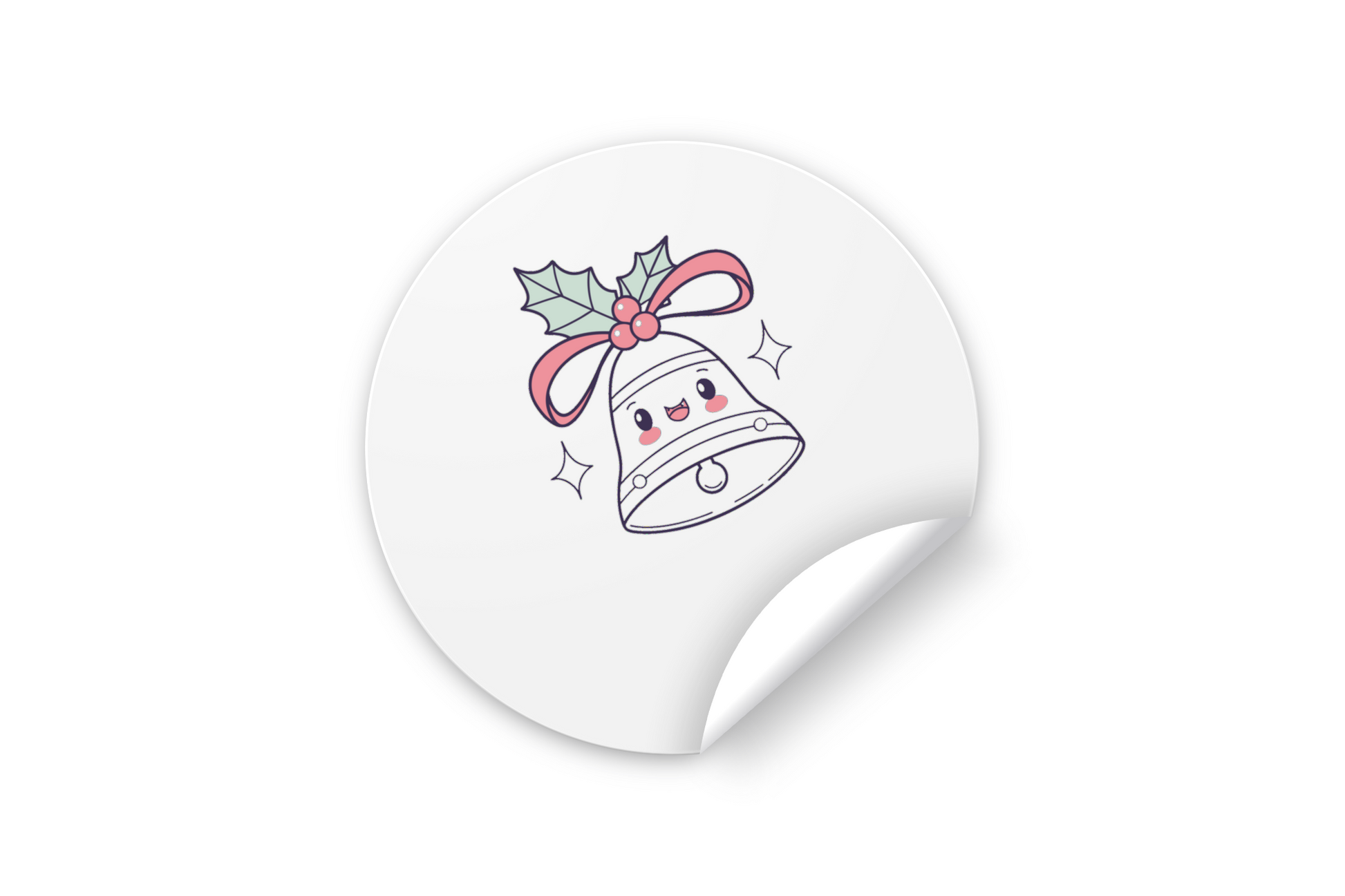 Sticker festif décoré d'une cloche kawaii ambiance Noël pour une déco joyeuse