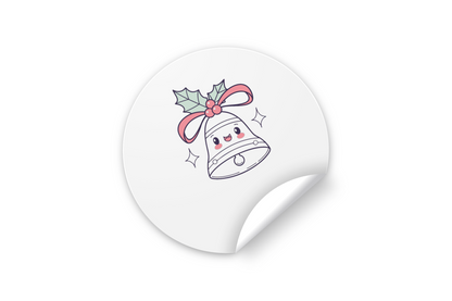 Sticker festif décoré d'une cloche kawaii ambiance Noël pour une déco joyeuse