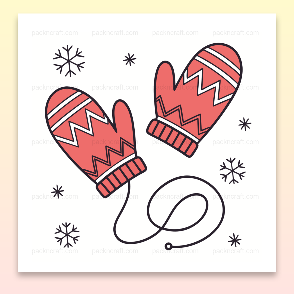 Illustration de moufles d'hiver joyeuses en SVG pour décorations hivernales