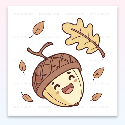 Illustration d'un gland rieur en chute libre, idéale pour décoration d'automne.