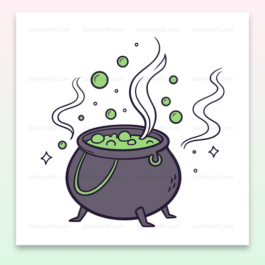 Illustration d'un chaudron bouillonnant en style svg magique, idéale pour Halloween