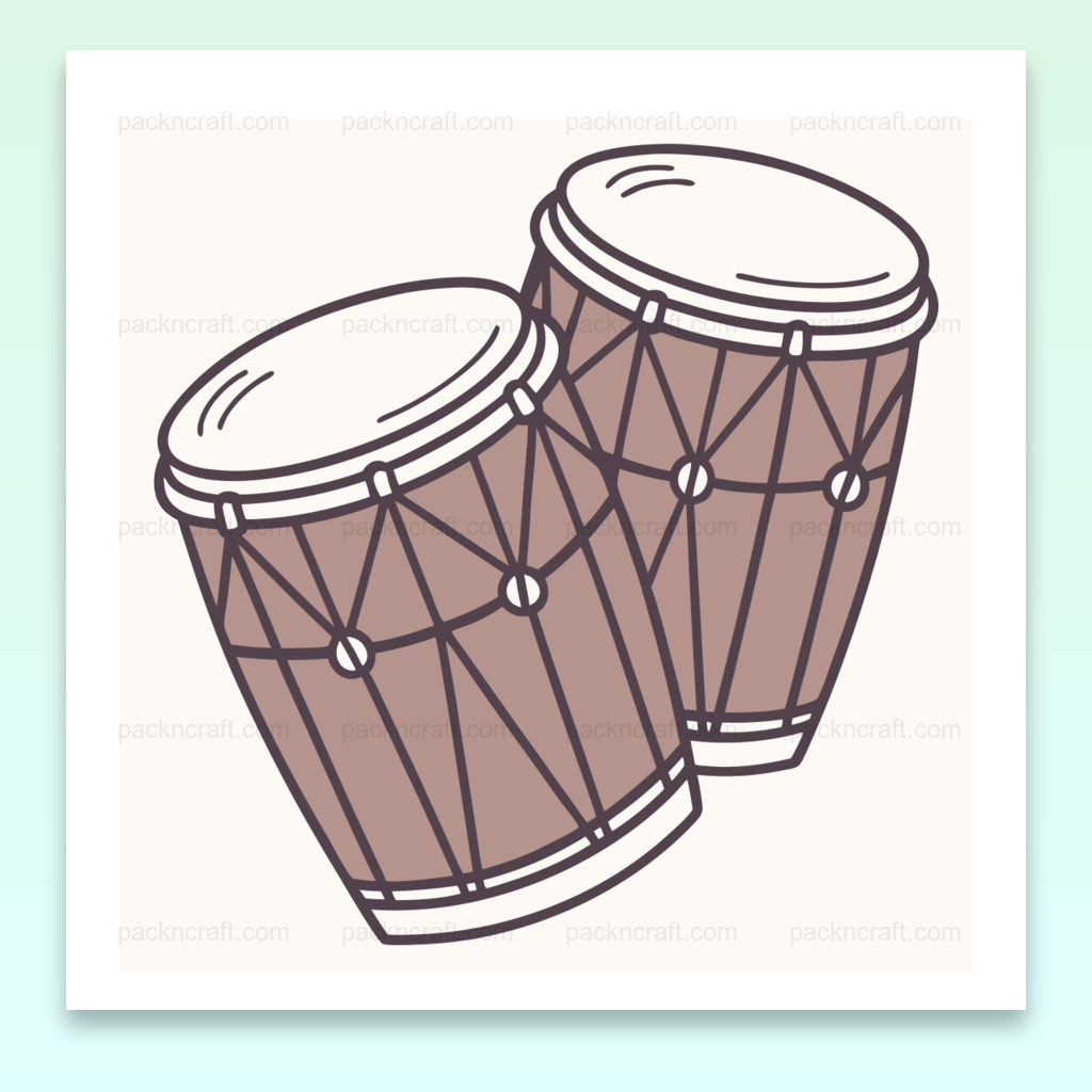 Illustration de tambours rythmiques en style doodle, idéal pour des projets créatifs.