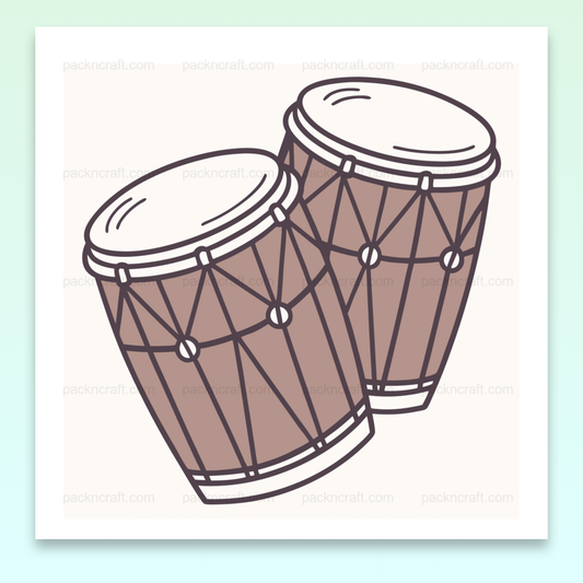 Illustration de tambours rythmiques en style doodle, idéal pour des projets créatifs.