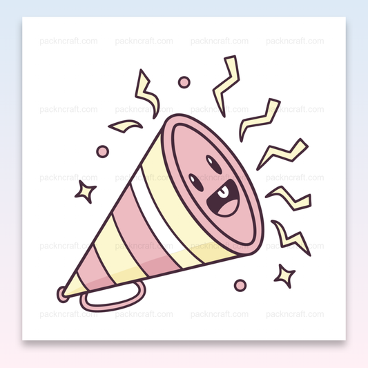 Modèle adorable de trompette kawaii pour papeterie et déco anniversaire