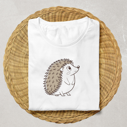 T-shirt avec hérisson curieux amusant dans un style forestier graphique