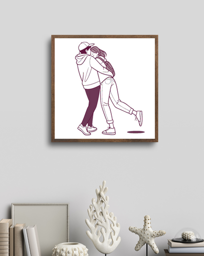 Illustration couple en cadre, idéale pour des impressions artistiques.