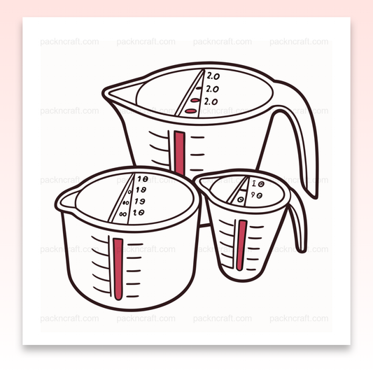 Illustration minimaliste de trois bols doseurs de cuisine.