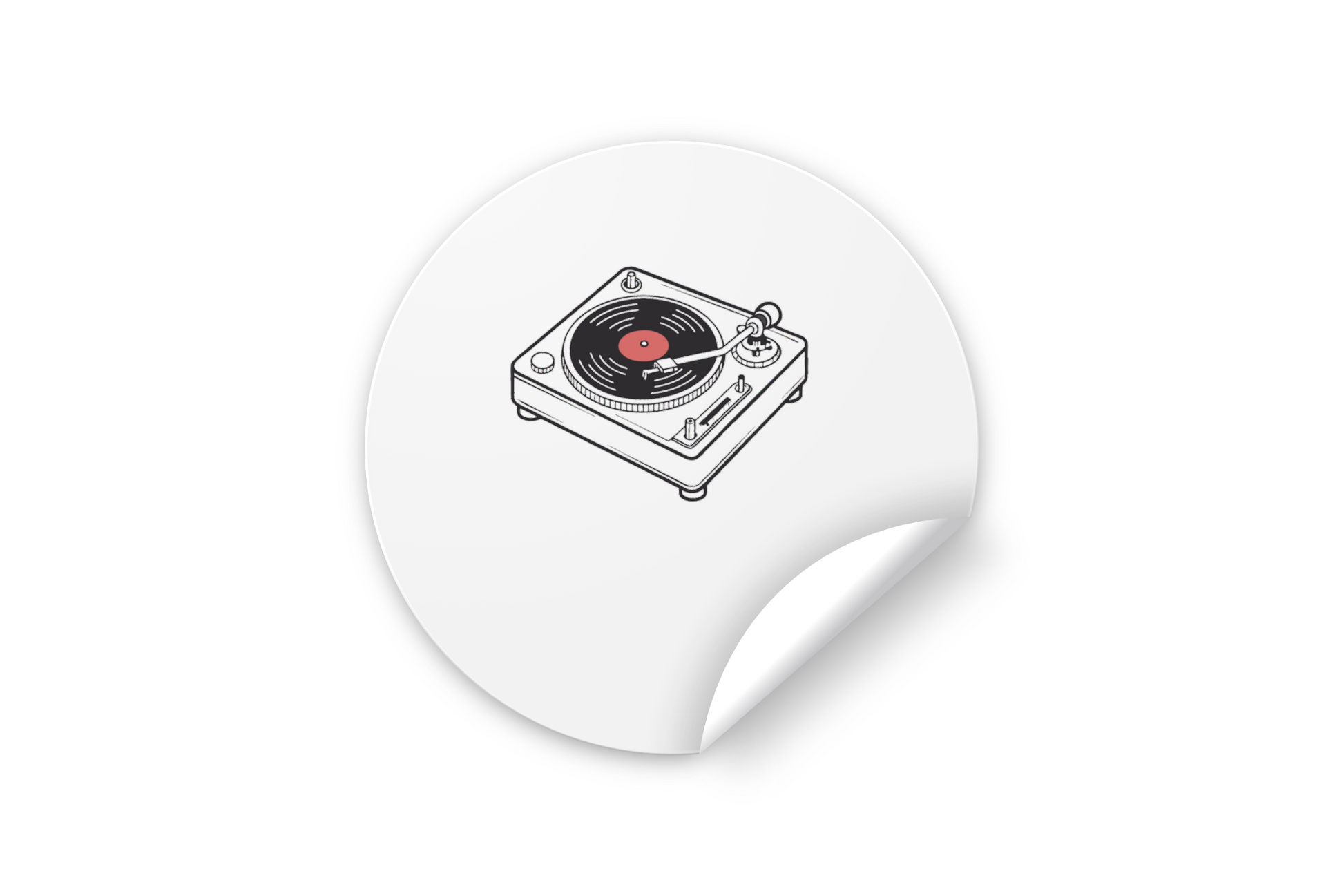 Sticker décoratif, représentation d’un tourne-disque rétro animé, ambiance vintage