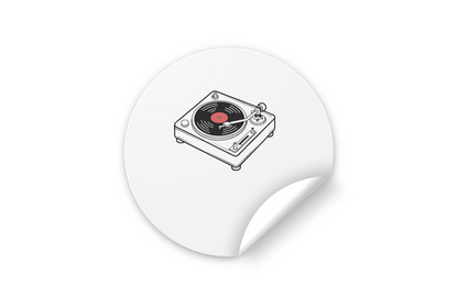Sticker décoratif, représentation d’un tourne-disque rétro animé, ambiance vintage