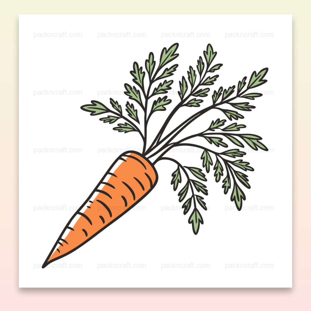 Illustration de carotte joyeuse en SVG, idéale pour décoration et papeterie.