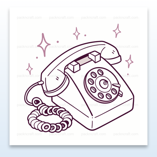 Illustration de téléphone rétro étincelant, idéale pour projets DIY et déco.