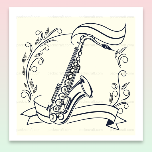Illustration vectorielle saxophone dans un cadre jazz rétro.