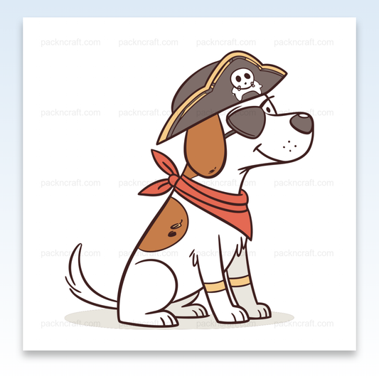 Chien pirate heureux, illustration SVG minimaliste pour projets créatifs.