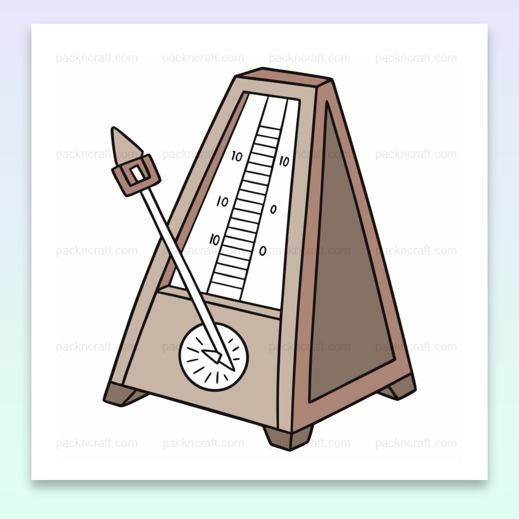 Illustration d'un métronome en action, format SVG et PNG pour projets musicaux.