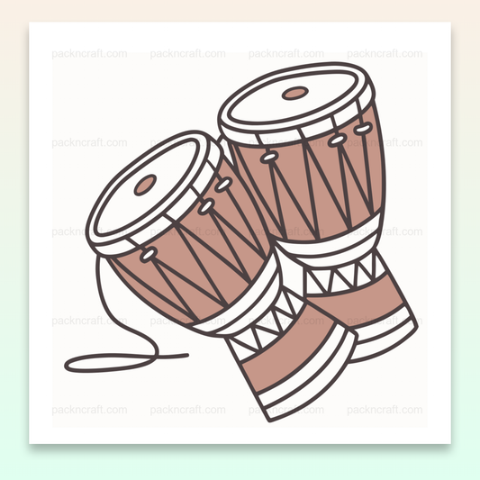 Illustration vectorielle de bongos enjoués, idéale pour projets musicaux et créations artistiques.