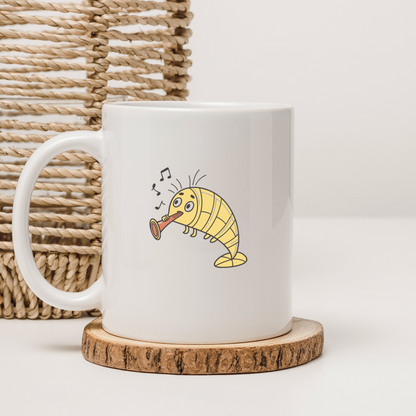 Mug avec une crevette musicienne en pleine performance artistique et amusante
