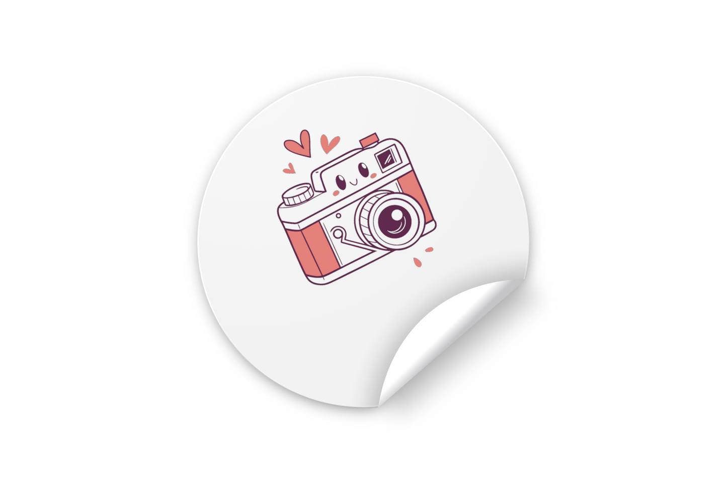 Sticker avec appareil photo kawaii amoureux au style vectoriel numérique coloré