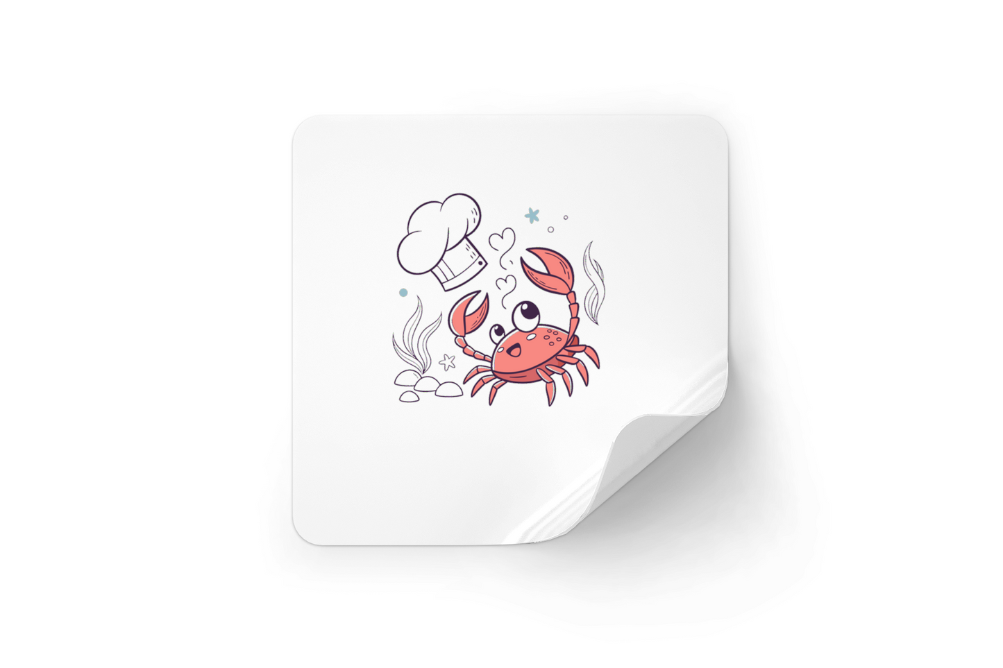 Sticker amusant avec crabe chef style cartoon pour fans de l'océan et de la cuisine
