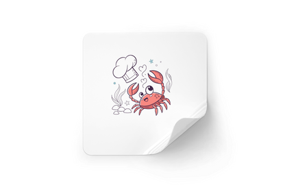 Sticker amusant avec crabe chef style cartoon pour fans de l'océan et de la cuisine