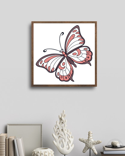 Cadre avec papillon éthéré en vol dans un style artistique et poétique
