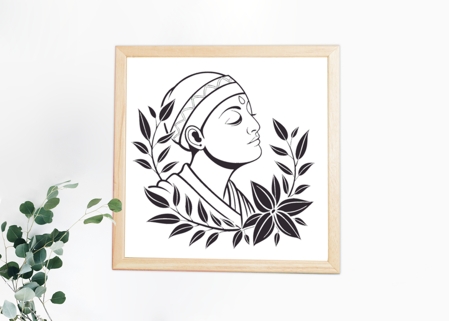 Cadre décoratif avec moine minimaliste, ambiance zen pour un intérieur apaisant