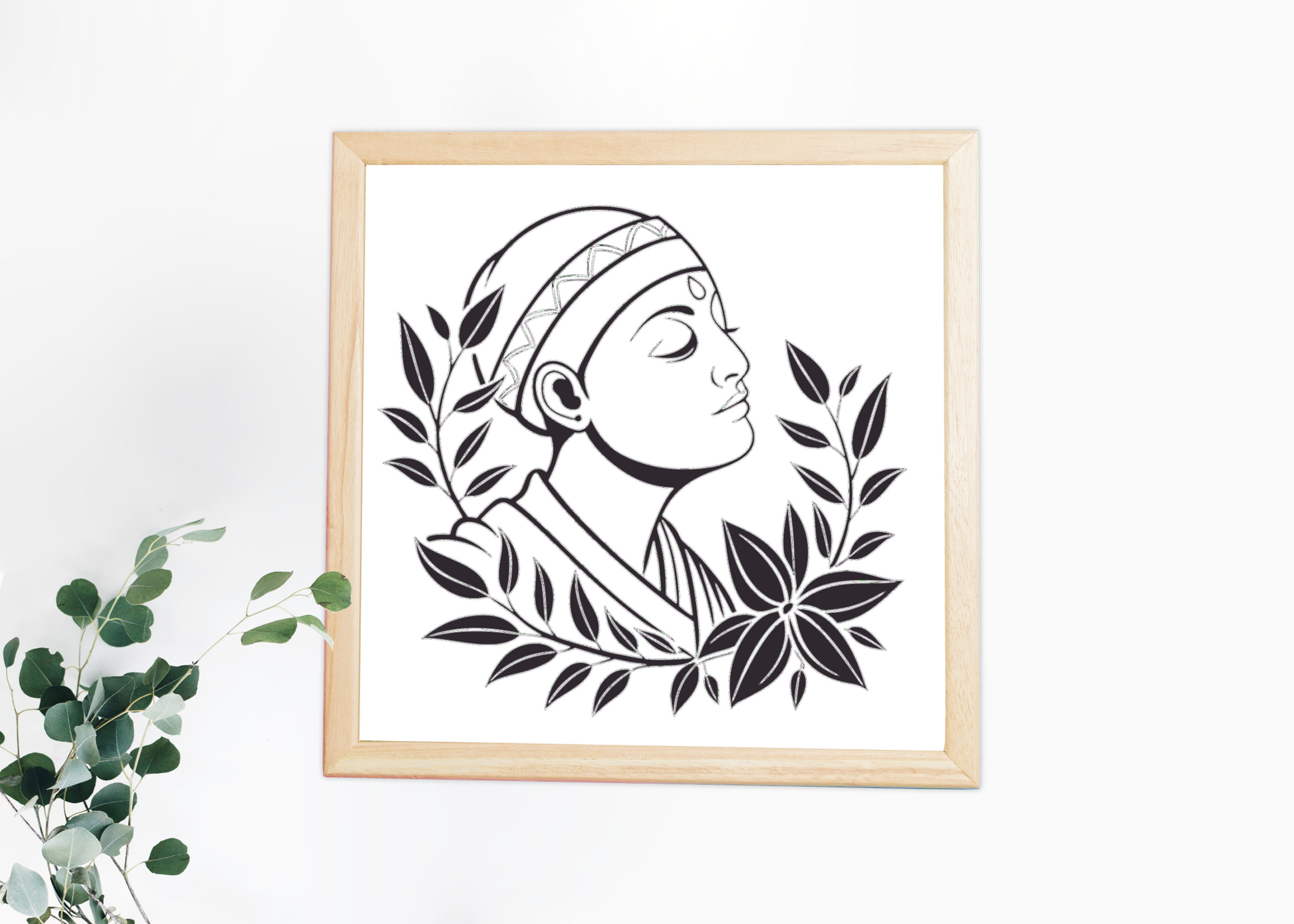 Cadre décoratif avec moine minimaliste, ambiance zen pour un intérieur apaisant