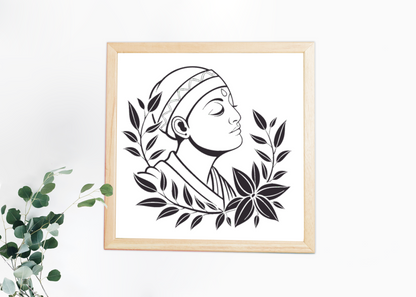 Cadre décoratif avec moine minimaliste, ambiance zen pour un intérieur apaisant