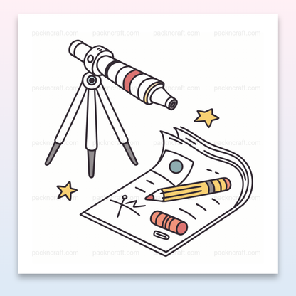 Illustration doodle de télescope et guide spatial, usage décoratif et éducatif