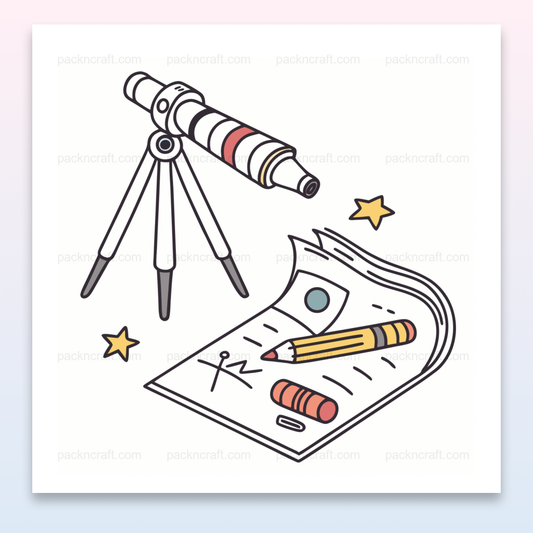 Illustration doodle de télescope et guide spatial, usage décoratif et éducatif