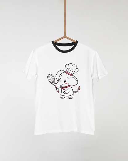 T-shirt avec dessin ludique d'un éléphant cuisinier parfait pour enfants