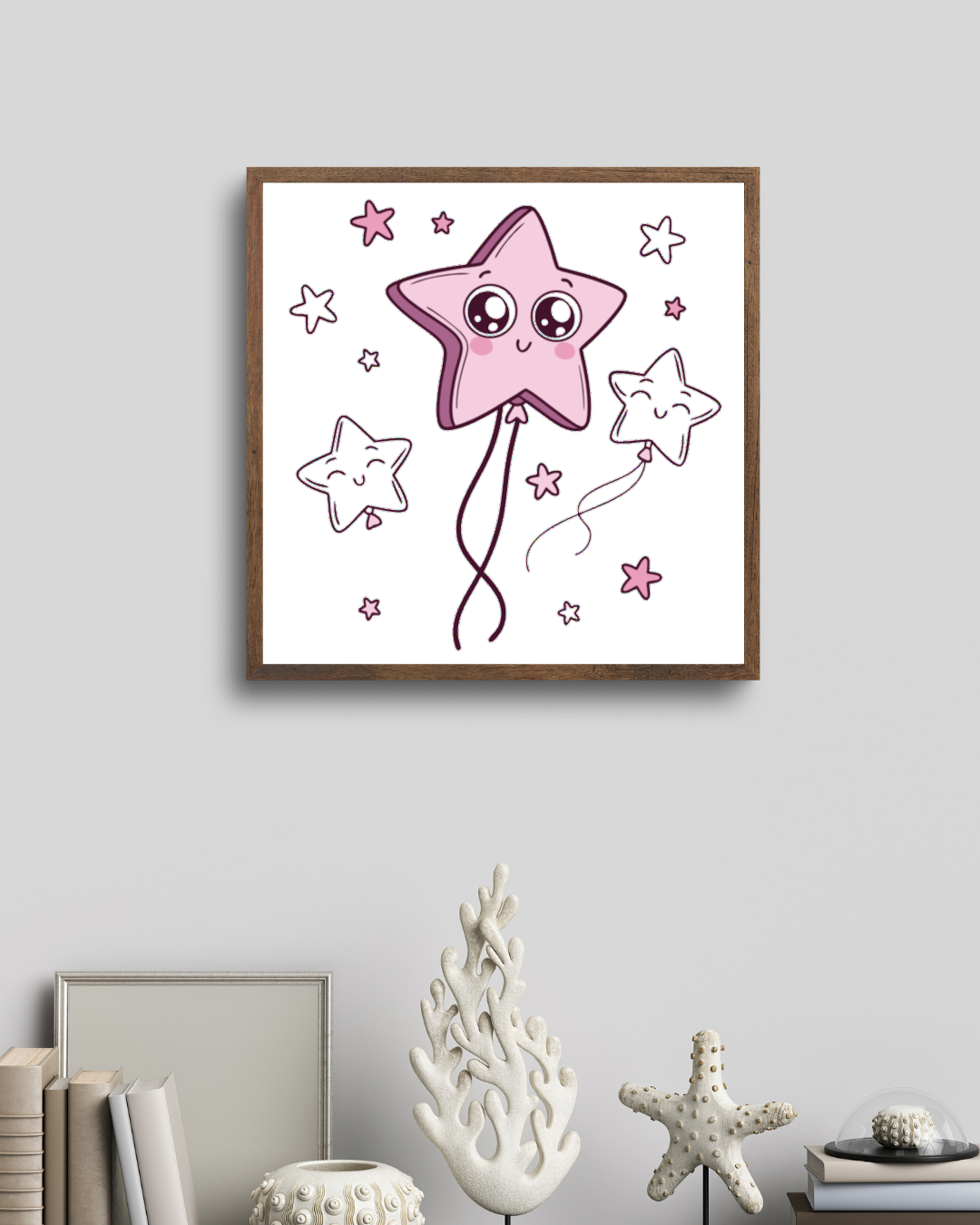 Cadre décoratif avec motif d'étoile kawaii pour embellir votre espace intérieur