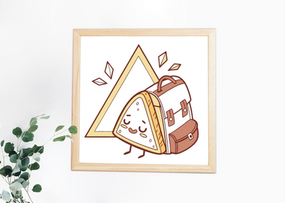 Cadre avec sandwich heureux style doodle randonnée sur fond de thème scolaire