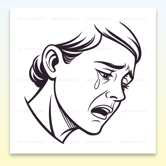 Illustration visage triste pleurant pour art expressif en fichier SVG