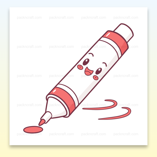 Illustration de surligneur joyeux en style kawaii, parfaite pour projets éducatifs et papeterie.