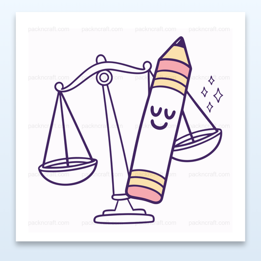 Illustration d'un crayon rêveur avec une balance pour l'équilibre artistique