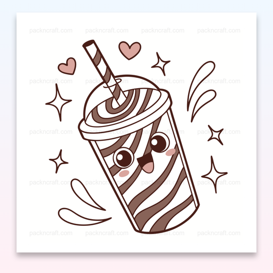 Milkshake joyeux en style kawaii, idéal pour papeterie et déco.