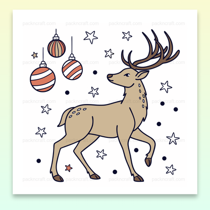 Illustration de renne gracieux en style doodle pour Noël, idéal pour déco DIY.